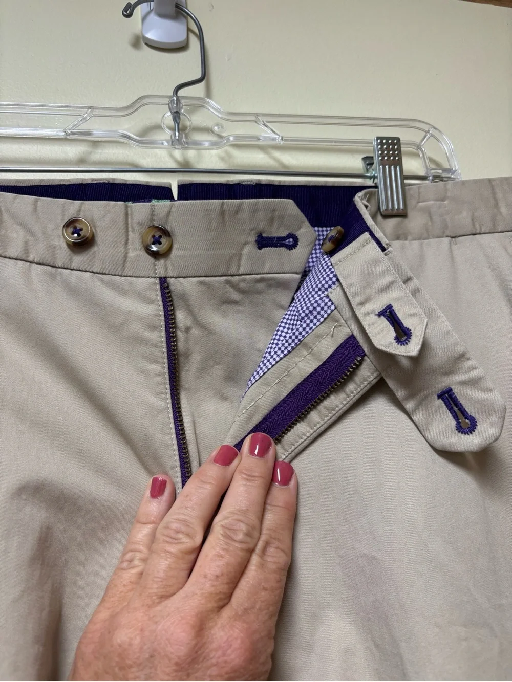 Henry Sage The Ultimate Khaki Pima Cotton Pants Tan 40 x 31
